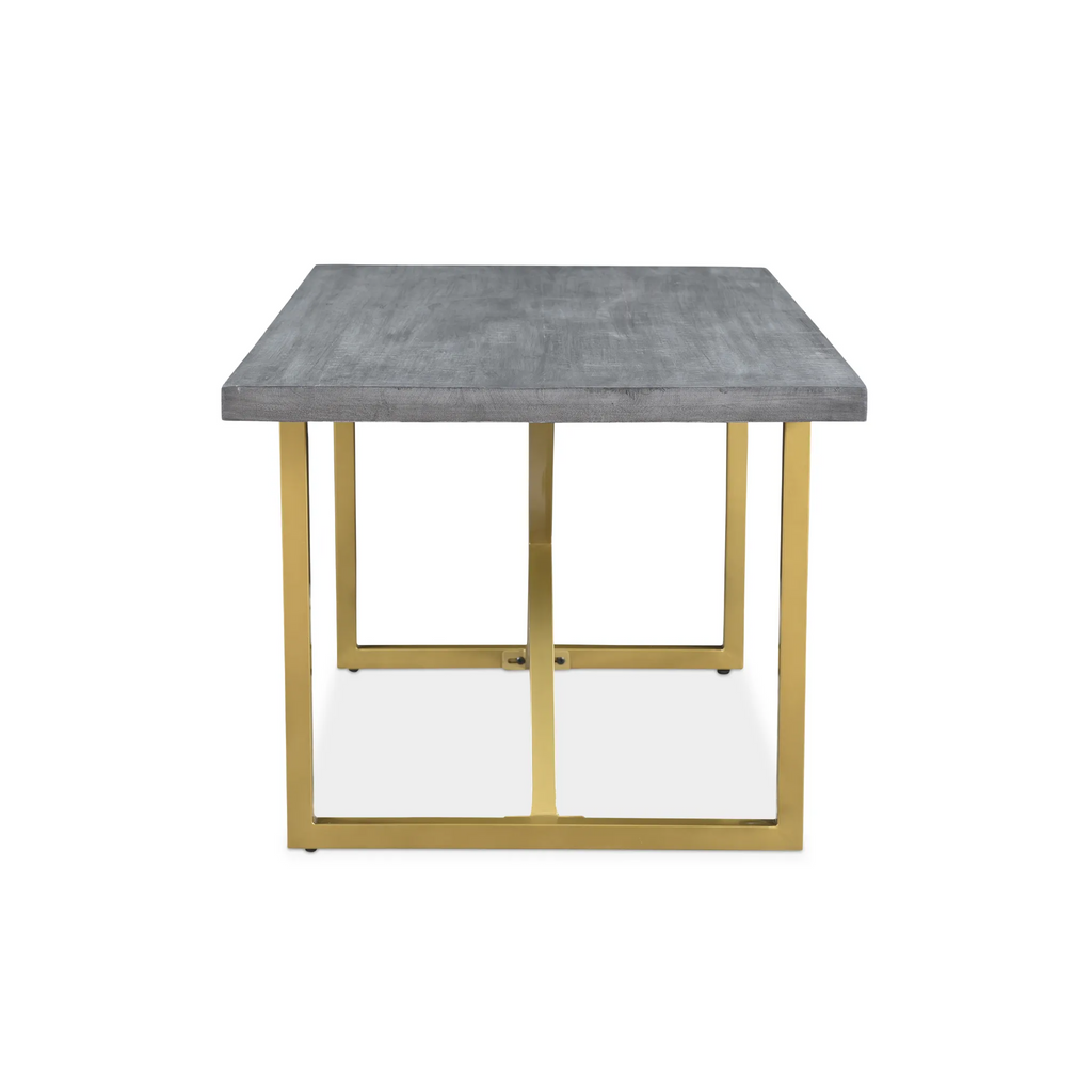 Raven Grey Mango Wood Dining Table With Gold Iron Legs