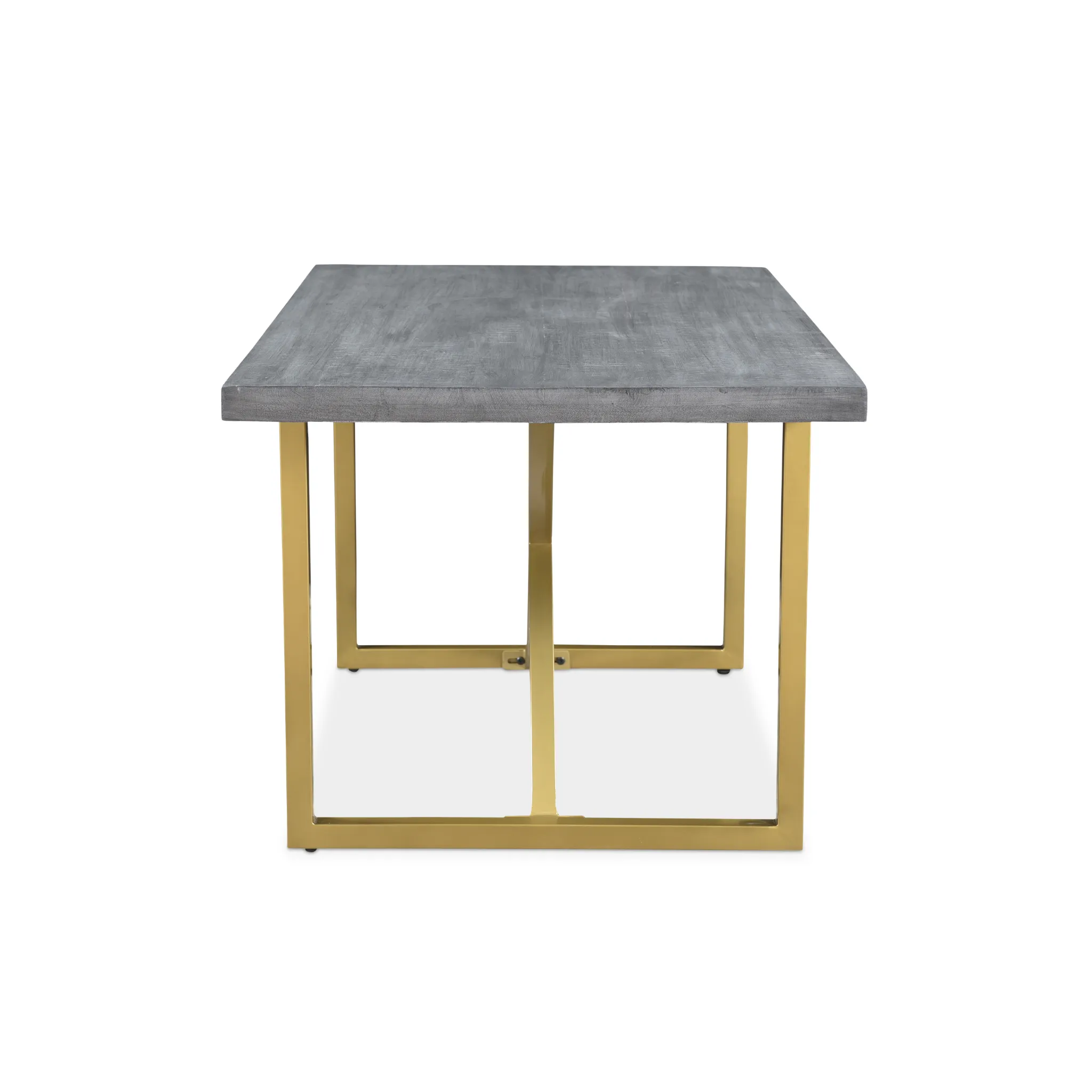 Raven Grey Mango Wood Dining Table With Gold Iron Legs
