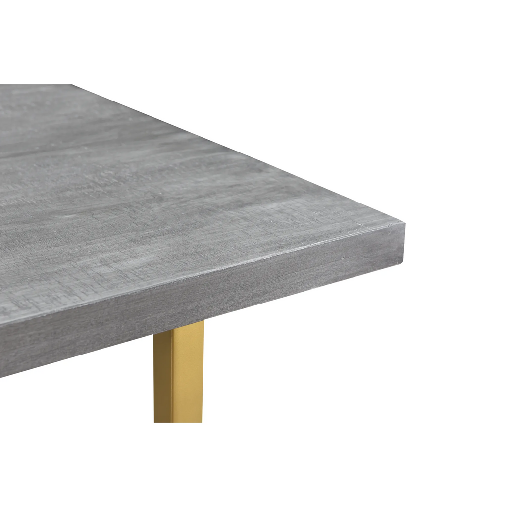 Raven Grey Mango Wood Dining Table With Gold Iron Legs