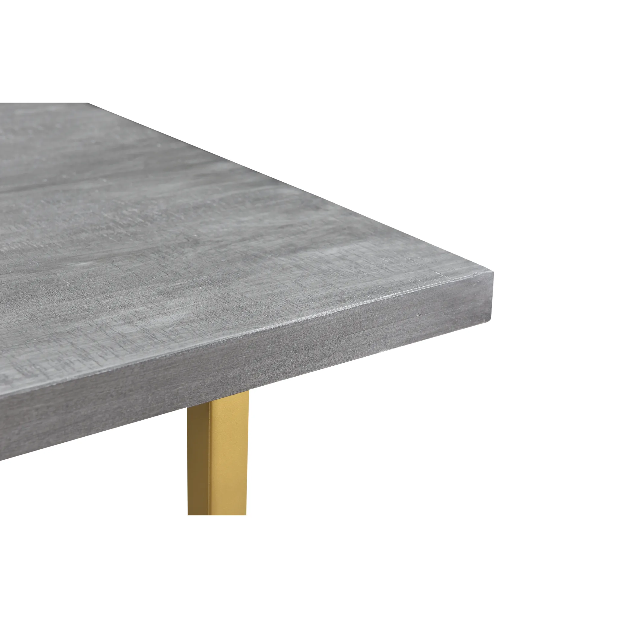 Raven Grey Mango Wood Dining Table With Gold Iron Legs
