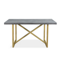 Raven Grey Mango Wood Dining Table With Gold Iron Legs
