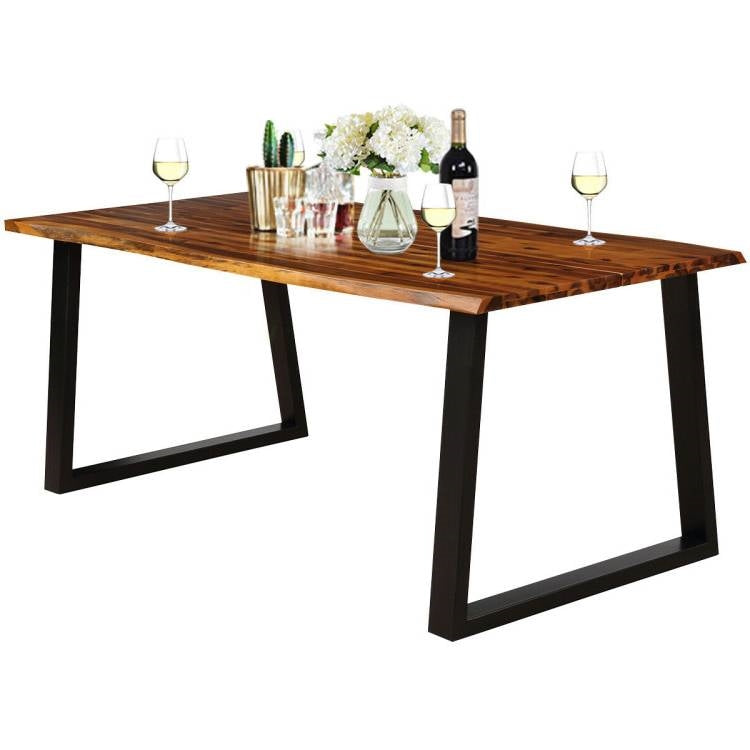 Outdoor Metal Frame Wood Top Table