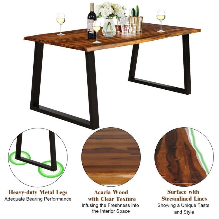Outdoor Metal Frame Wood Top Table