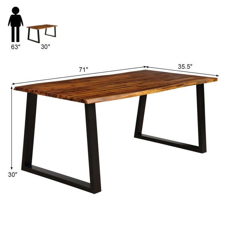 Outdoor Metal Frame Wood Top Table