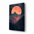 Red Moon Rising Glass Wall Art