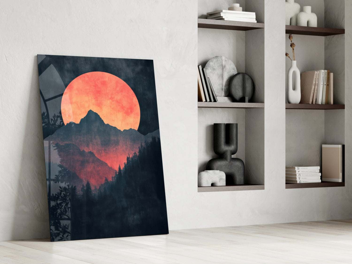 Red Moon Rising Glass Wall Art