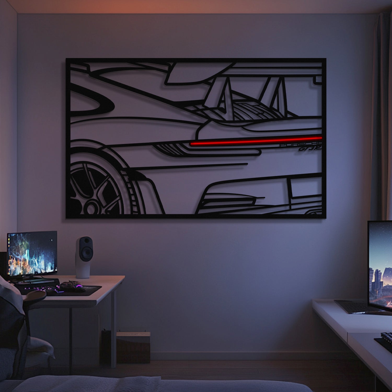 GT3 RS Apex Back View Metal Neon Frame Wall Art - MT1481